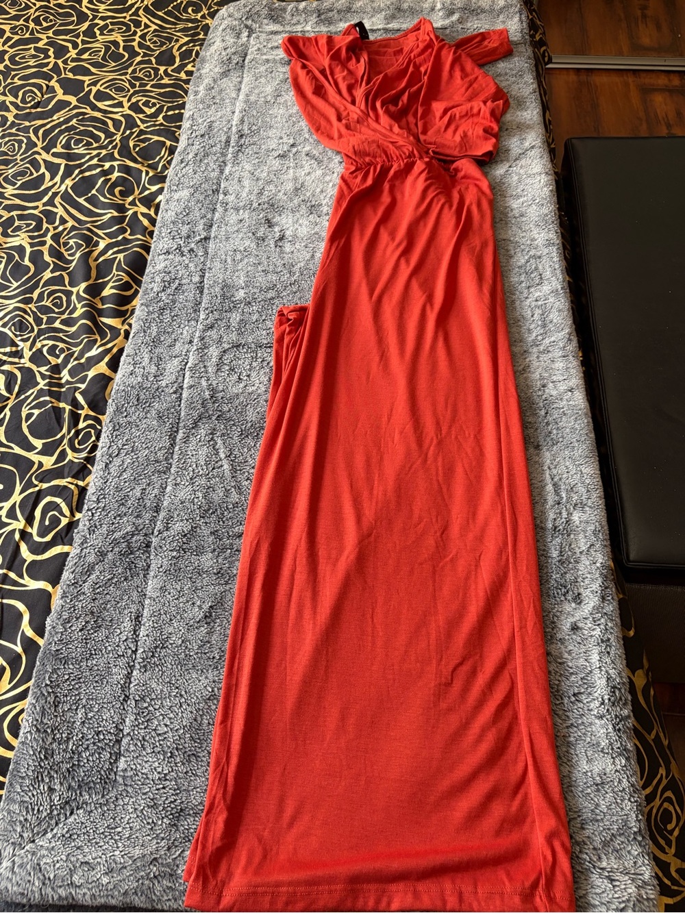 Orange V-Neck Jumpsuit with Elastic Waist - Unbranded - Picture 4 of 7